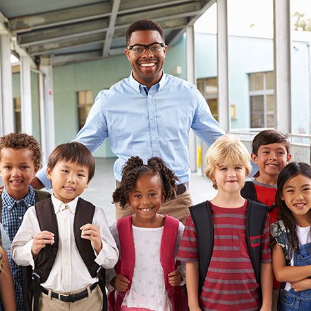 teacher with a group of children