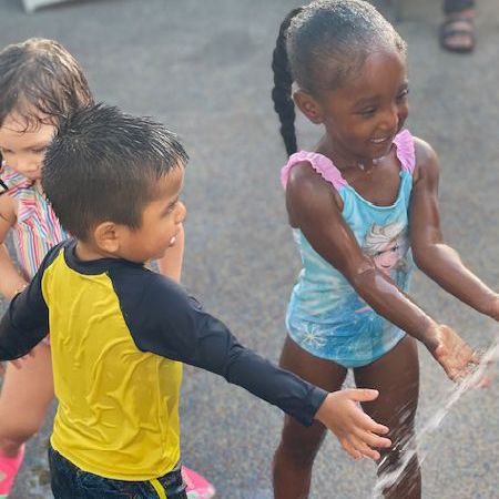 children playing with water