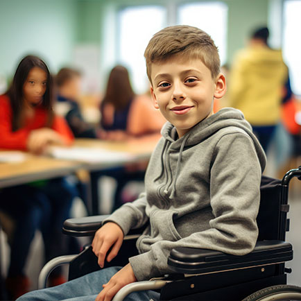 kid in a wheelchair